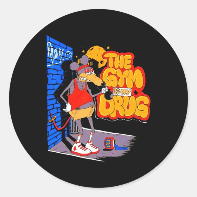 Sticker Rond La Salle De Sport Est Ma Drogue Amusante Poids Bod (Devant)