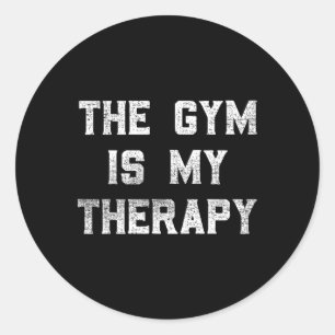 Sticker Rond La Salle De Sport Est Mon Thérapie Lifting Humour 