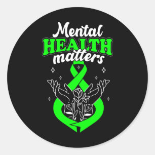 Sticker Rond La santé mentale est importante Fleurs Sensibilisa