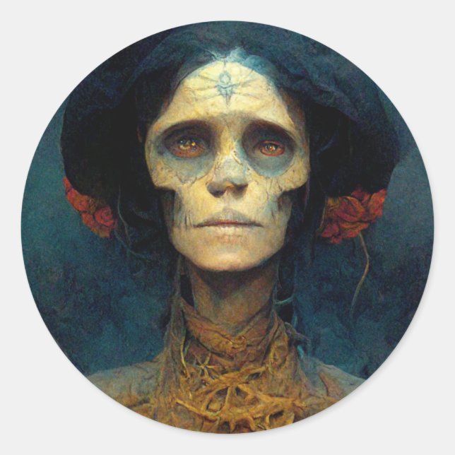 Sticker Rond La Sci-Fi de l'Imaginaire de la Lady Gaunt (Devant)