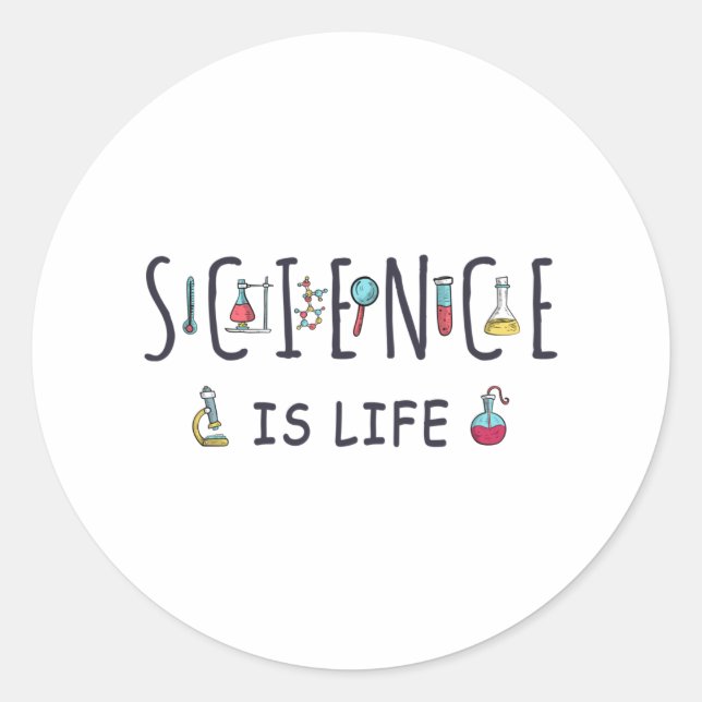 Sticker Rond La science est la vie (Devant)
