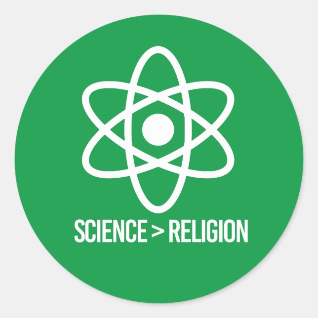 Sticker Rond La science est plus grande que la religion (Devant)