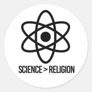 Sticker Rond La science est plus grande que la religion