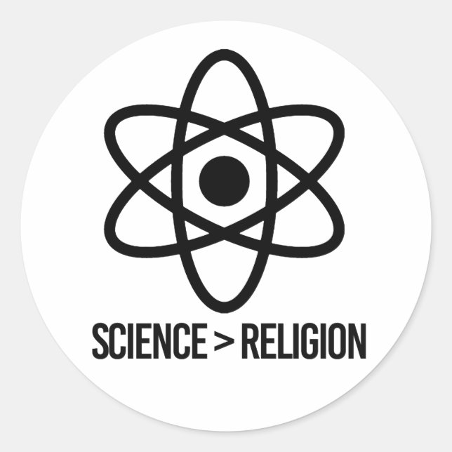 Sticker Rond La science est plus grande que la religion (Devant)