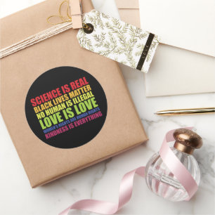 Sticker Rond La science est réelle Black Lives Matter LGBT Fier