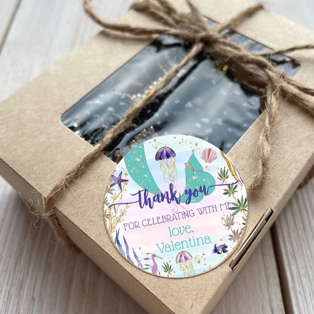 Sticker Rond La sirène sous le Merci de la Parties scintillant  (Créateur téléchargé)