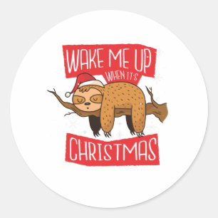 Sticker Rond La Slote de Noël Funny Lazy Xmas Sloth Lover
