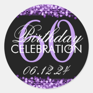 Sticker Rond La soixantième fête d'anniversaire élégante