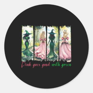 Sticker Rond La Sorcière Rose Va Bien Avec La Sorcière Hallowee