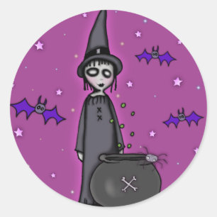 Sticker Rond La sorcière timbrée