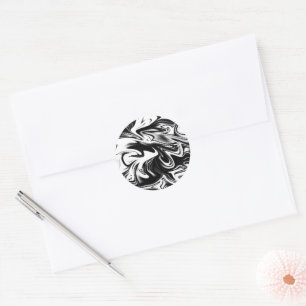 Sticker Rond "La spirale cosmique : l'élégance noire et Marbre