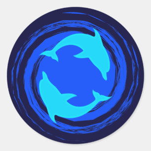 Sticker Rond La spirale des dauphins dansants