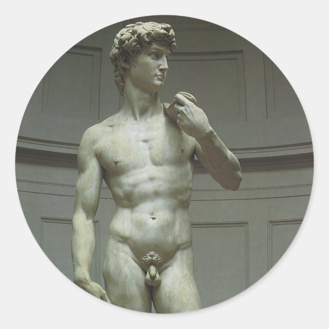 Sticker Rond La statue de David de Michel-Ange (Devant)