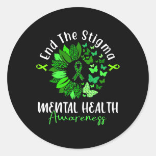 Sticker Rond La Stigma Sensibilisation à la santé mentale Ruban