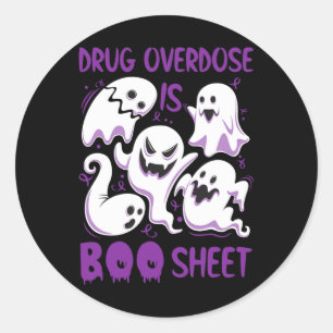Sticker Rond La surdose de drogue est Botte feuille pourpre Boo