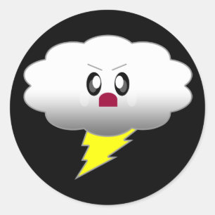 STICKER ROND LA TEMPÊTE DE TUNDER ÉCLAIRÉE PAR LE NUAGE KAWAII