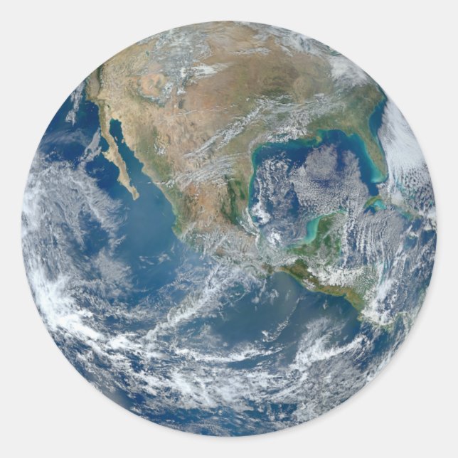 Sticker Rond La terre de marbre bleue Amérique du Nord Mexique (Devant)
