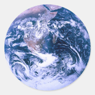 Sticker Rond La Terre Du Marbre Bleu De L'Espace