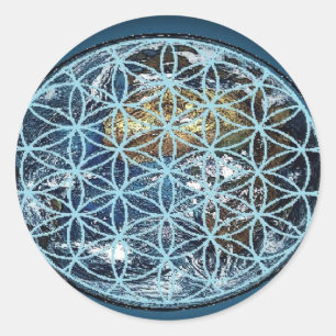 Sticker Rond La terre en fleur de la vie - enveloppée dans la