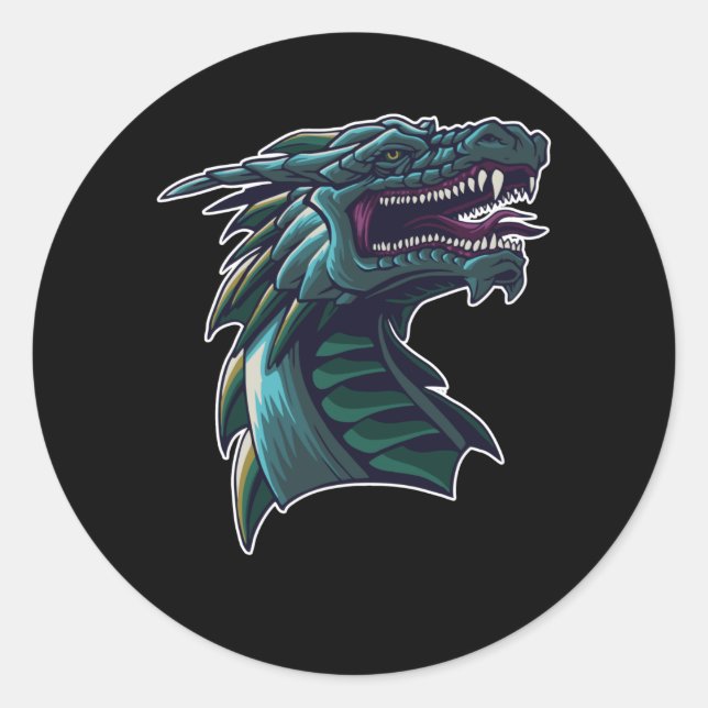 Sticker Rond La Tête du Dragon (Devant)