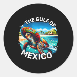 Sticker Rond La Tortue De Mer Graphique Golfe Du Mexique N'Oubl