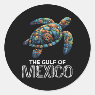 Sticker Rond La Tortue Du Golfe Du Mexique Coloré Mexicains Hom