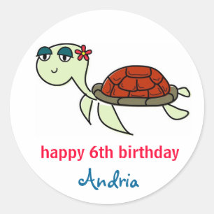 Sticker Rond La tortue, sous les palourdes de Cupcake de mer
