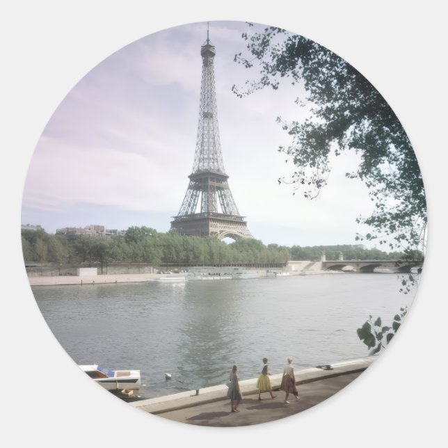 Sticker Rond La Tour Eiffel. Paris, vers 1960. (Devant)