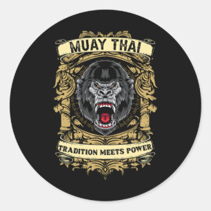 Sticker Rond La tradition rencontre la puissance - Kickboxing e