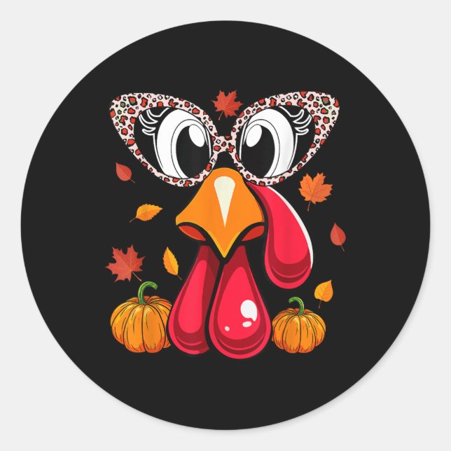 Sticker Rond La Turquie affronte Le Leopard Gles Thanksgiving S (Devant)