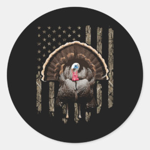 Sticker Rond La Turquie chasse le Camouflage d'arbre à drapeau 