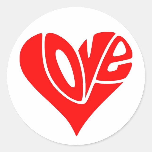 Sticker Rond La typographie de l'amour en forme de coeur (Devant)
