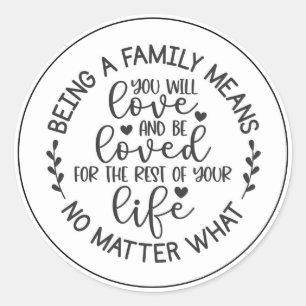 Sticker Rond La typographie du sens de la famille