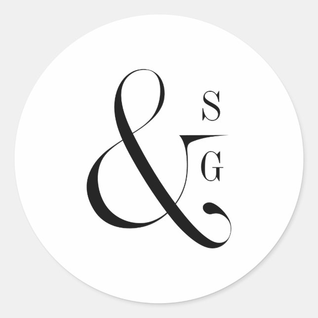Sticker Rond La typographie moderne le monogramme du couple min (Devant)