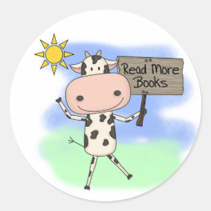 Sticker Rond La vache a lu plus de livres