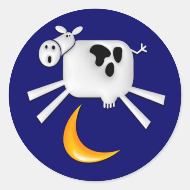 Sticker Rond La vache a sauté au-dessus de la lune (Devant)