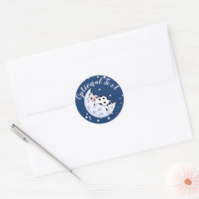 Sticker Rond La vache au-dessus de la lune (Enveloppe)