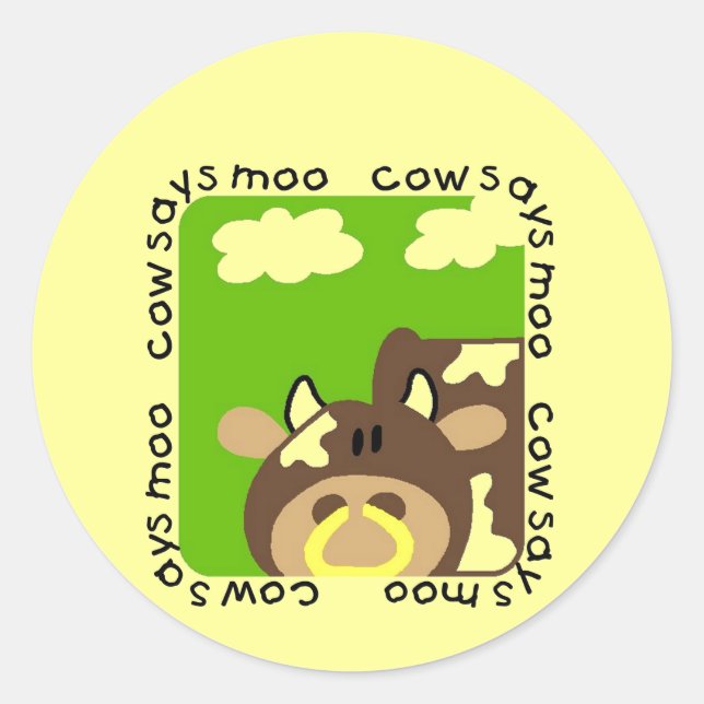 Sticker Rond La vache dit des maillots et des cadeaux de Moo (Devant)