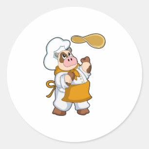 Sticker Rond La vache fait cuire avec Dough