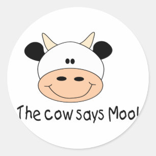 Sticker Rond La vache indique le MOO