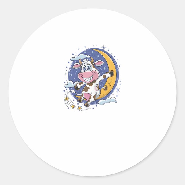 Sticker Rond La vache saute au-dessus de la lune (Devant)