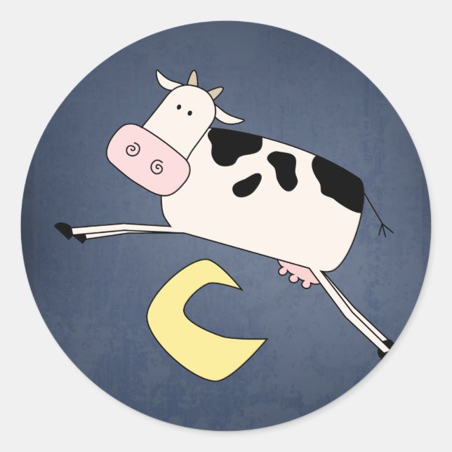 Sticker Rond La vache saute au-dessus de la lune (Devant)