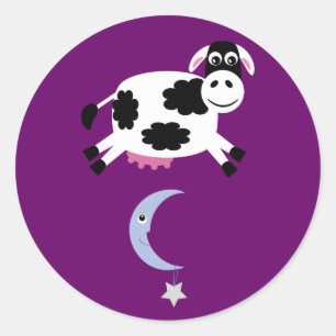 Sticker Rond La vache sautée au-dessus du pourpre