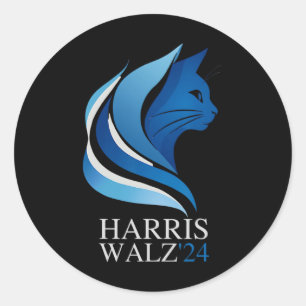 Sticker Rond La Vague Bleue Vient Couverte De Cheveux De Chat D