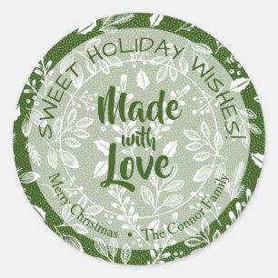 Sticker Rond La verdure de Noël Fabriquée avec amour
