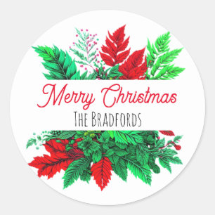 Sticker Rond La verdure de Noël Joyeux Noël personnalisé