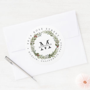 Sticker Rond La verdure d'hiver Boho Botanical Return Adresse