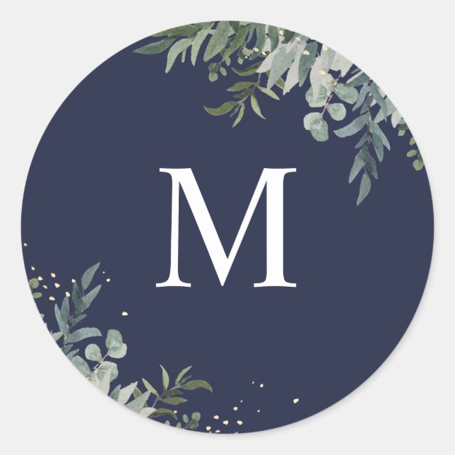 Sticker Rond La verdure | Sceau Mariage d'enveloppe de monogram (Devant)