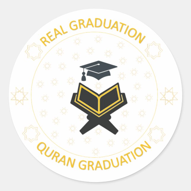 Sticker Rond La véritable graduation est la graduation du Coran (Devant)