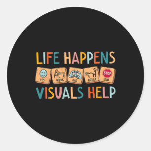 Sticker Rond La vie arrive, les visuels aident l'enseignant en 
